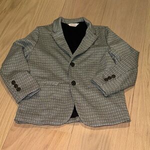 Cat &Jack Kids knit  gray and brown checkered blazer size 7